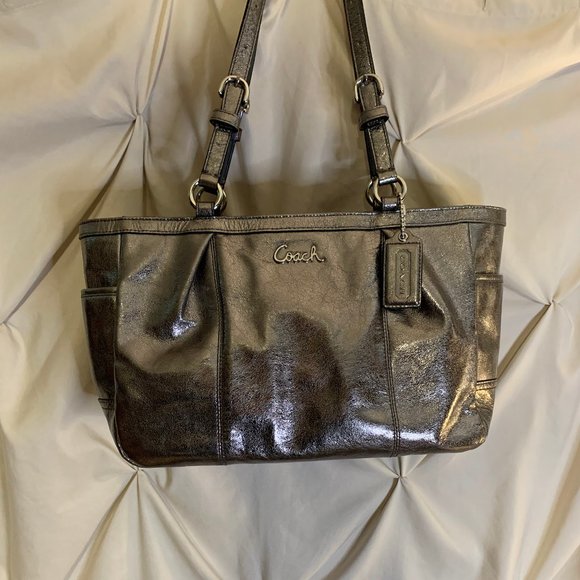 COACH Metallic Silver Tote Purse - Picture 1 of 2